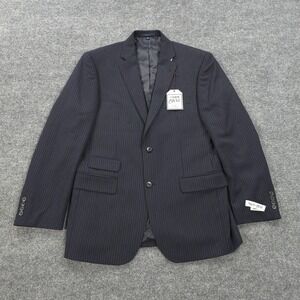 Jos A Bank 1905 Suit Jacket Mens 42L Navy Pinstripe Wool Blazer Tailored Fit NEW